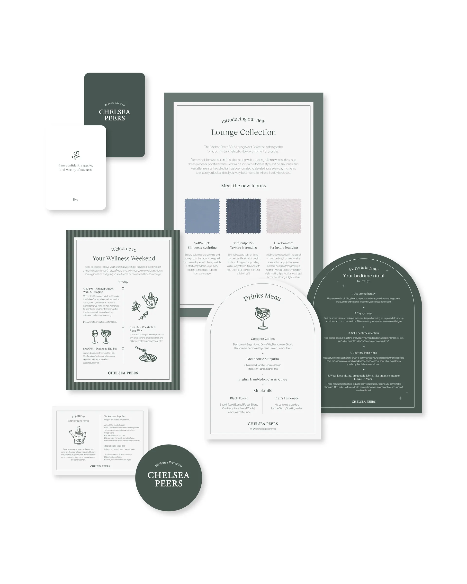 Press Event Print Assets - Including affirmation cards, coasters, menus and informative handouts — Chelsea Peers